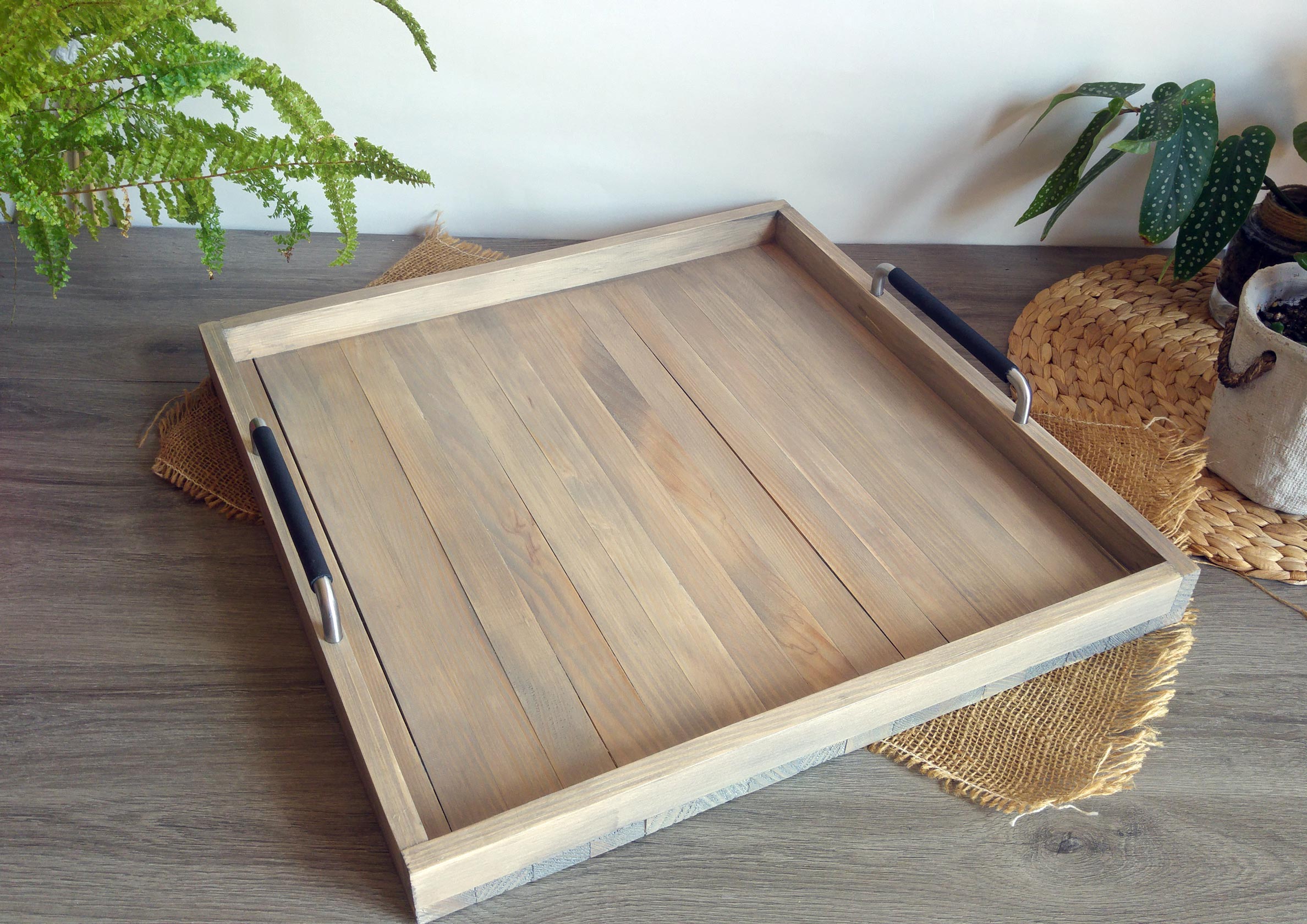 Grand plateau en acajou Marron Bois