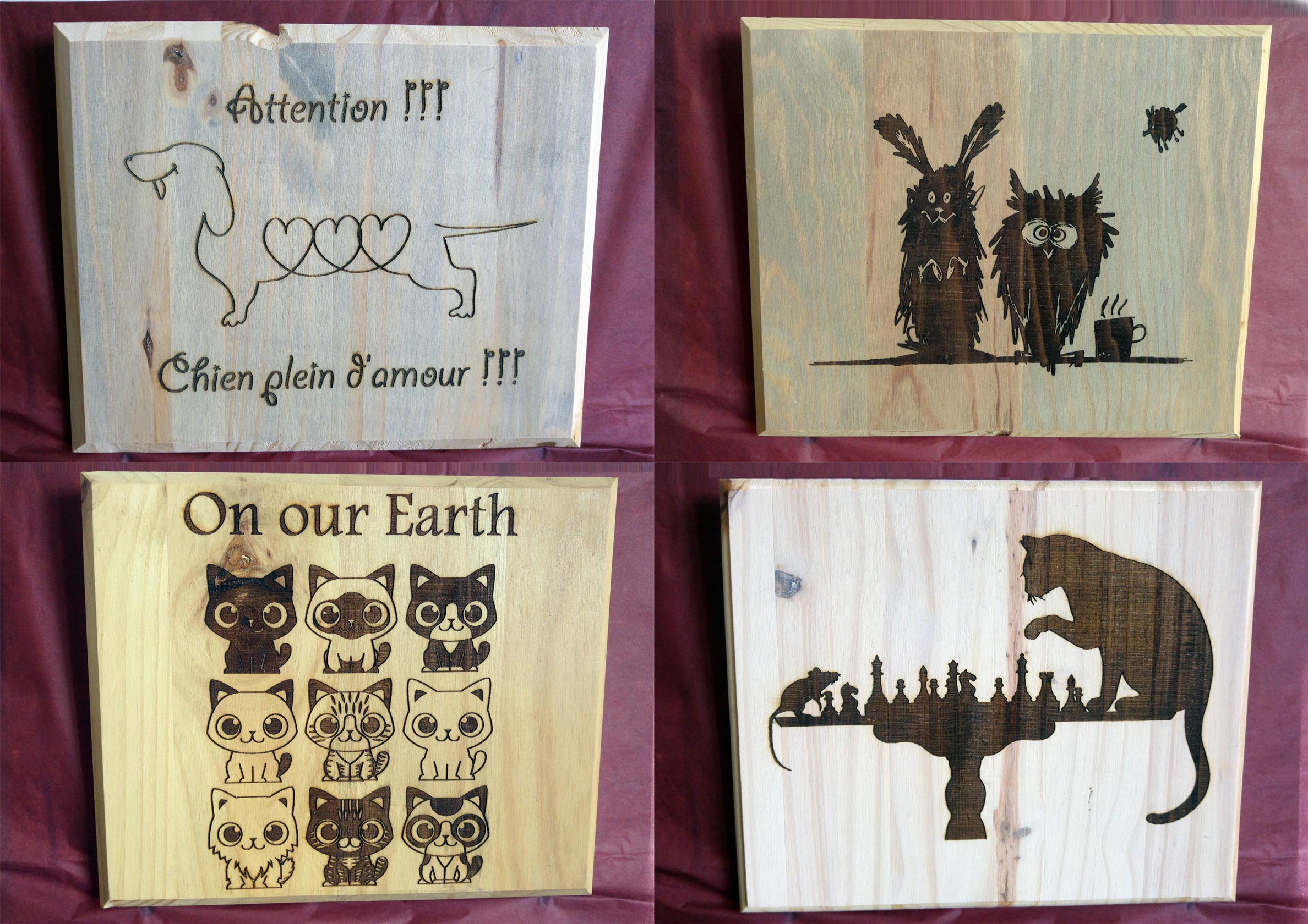 Tableau en bois gravé personnalisable