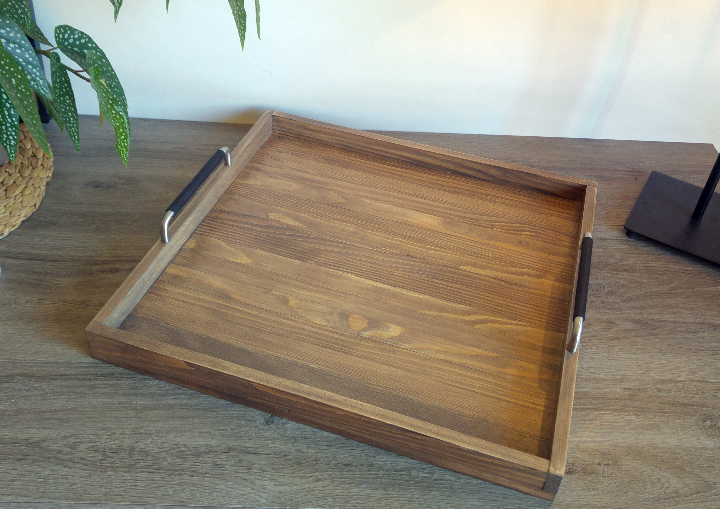 Grand Plateau En Bois Avec Rebords – Très Beau – Idéal Service Ou Décoration