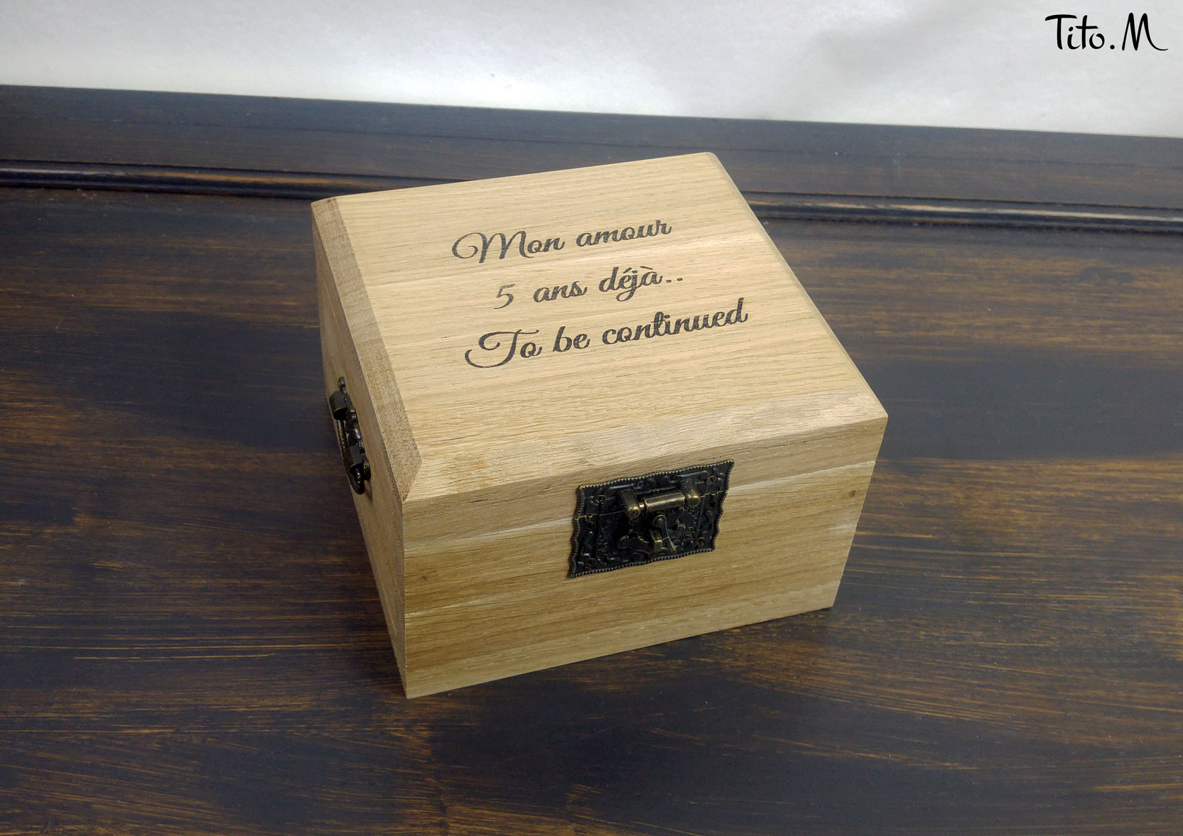 Petit coffret gravé en bois noble – « La Dauphine » – Image 4