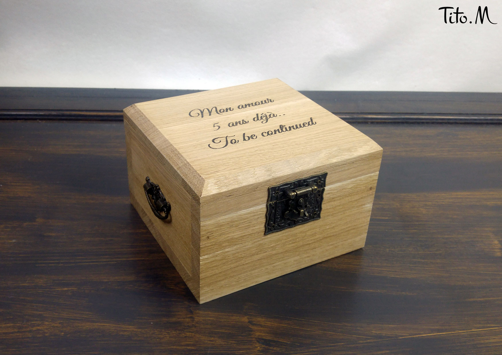 Petit coffret gravé en bois noble – « La Dauphine » – Image 13