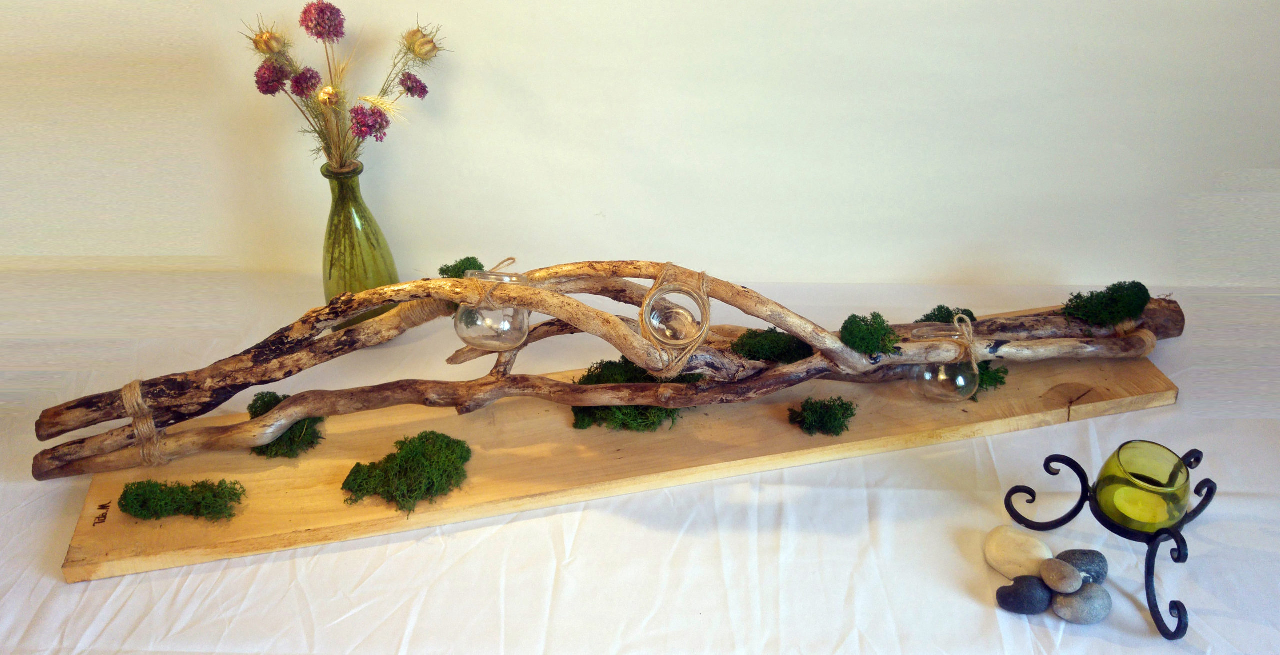 Milieu de table en bois flotté - Création disponible